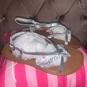 Silver Braided Sandals